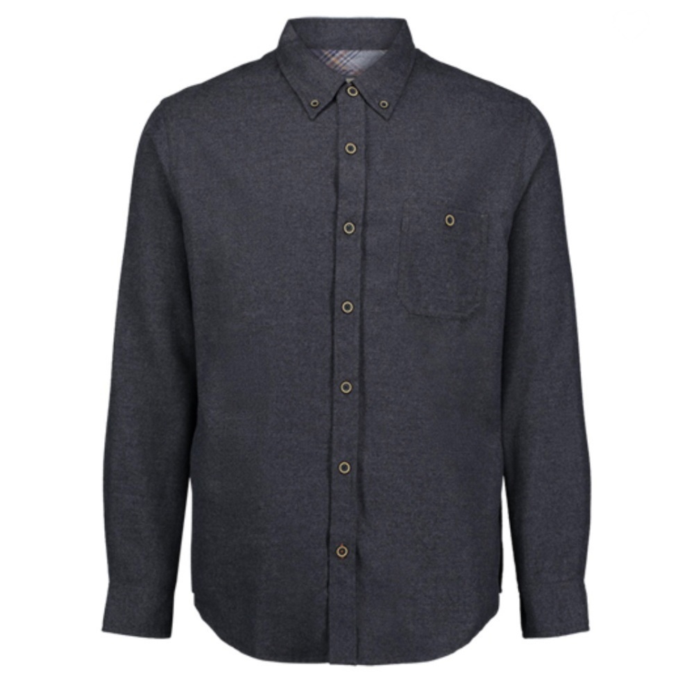 WEATHERPROOF VINTAGE Brushed Flannel Solid Long Sleeve Shirt, gray